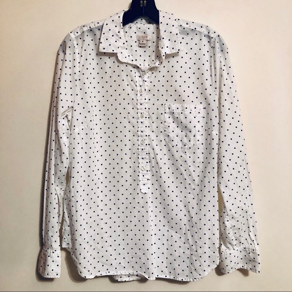 J. Crew Tops - J. CREW WHITE & BLACK POLK DOT BUTTON DOWN SHIRT